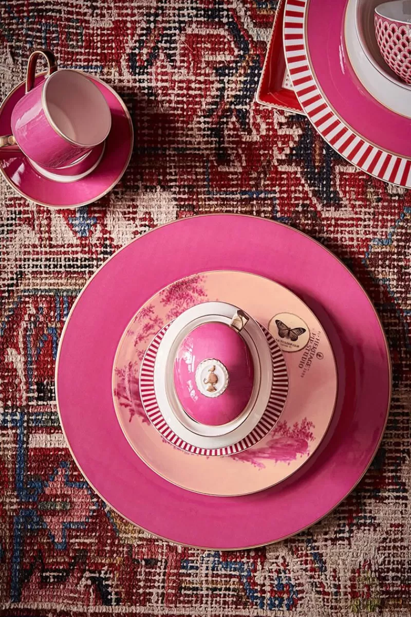 Piatto da Dolce Vintage Pip Studio - Decorato a Mano con Motivi Floreali in Tonalità Rosa Antico, Diametro 18 cm - Collezione Esclusiva