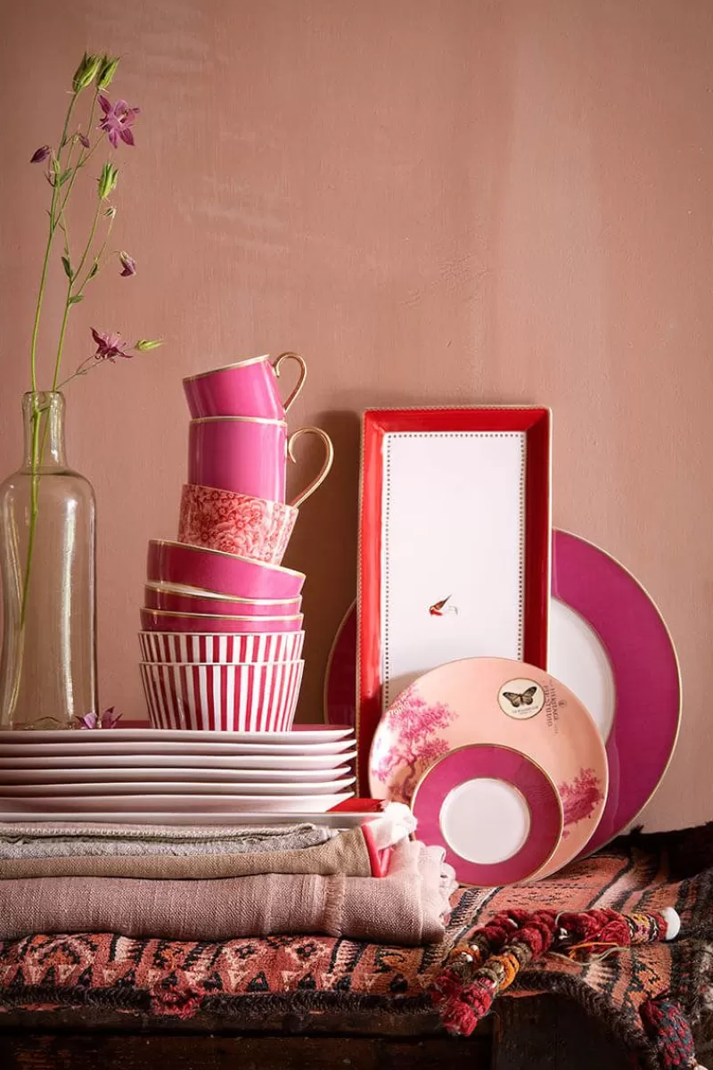 Piatto da Dolce Vintage Pip Studio - Decorato a Mano con Motivi Floreali in Tonalità Rosa Antico, Diametro 18 cm - Collezione Esclusiva