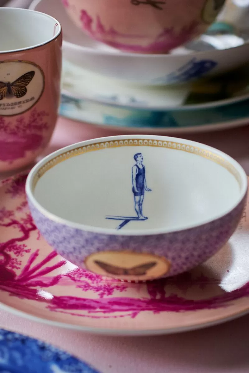 Ciotola decorativa rosa polveroso con motivi floreali - Collezione Heritage Pip Studio, 12 cm