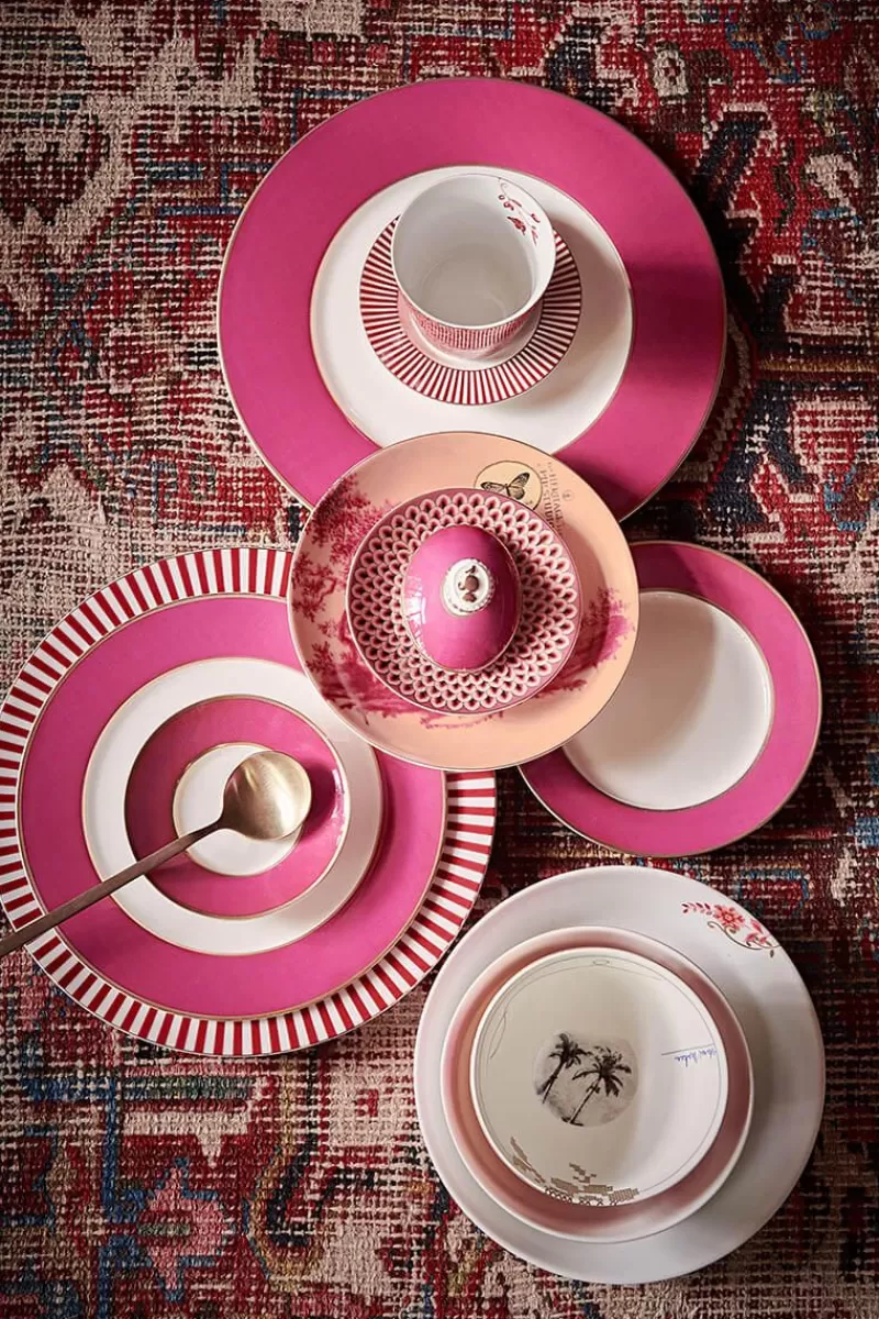 Ciotola decorativa rosa polveroso con motivi floreali - Collezione Heritage Pip Studio, 12 cm