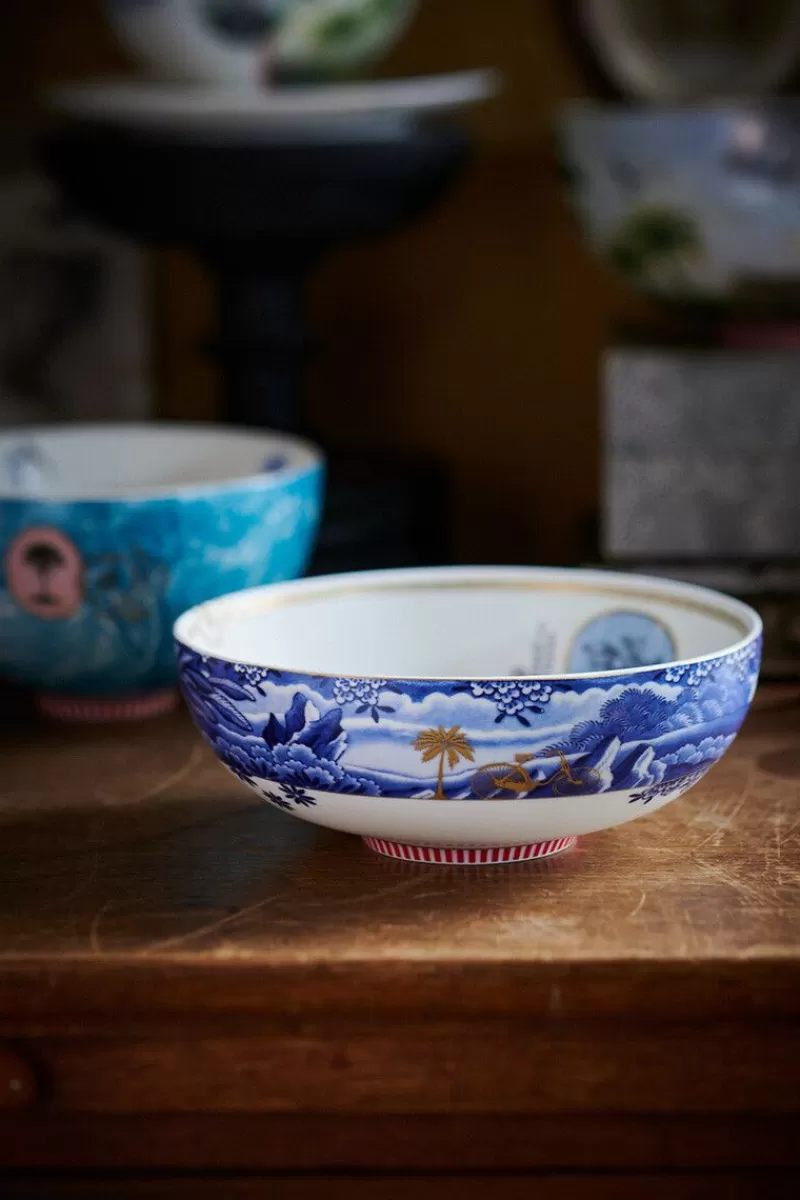Pip Studio Collezione Heritage - Piatto Decorativo con Bordi Artigianali Blu, Diametro 20cm