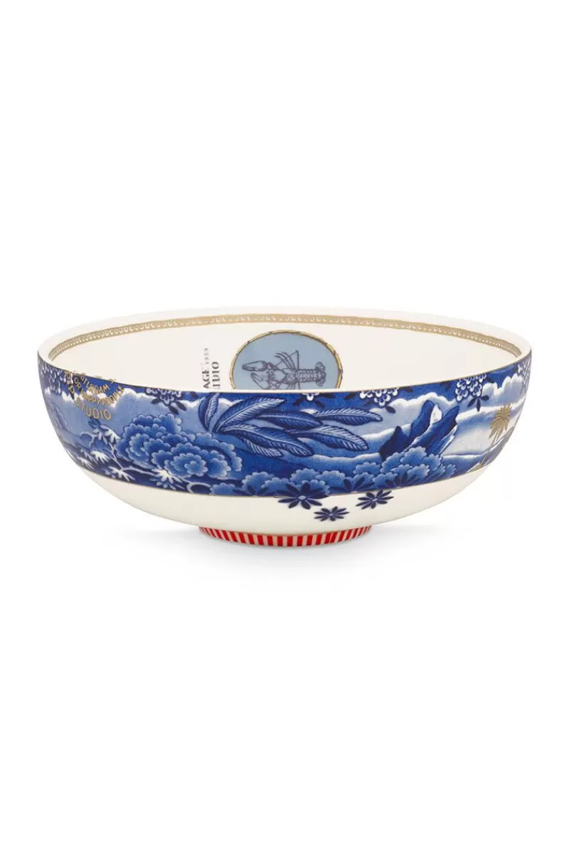 Pip Studio Collezione Heritage - Piatto Decorativo con Bordi Artigianali Blu, Diametro 20cm