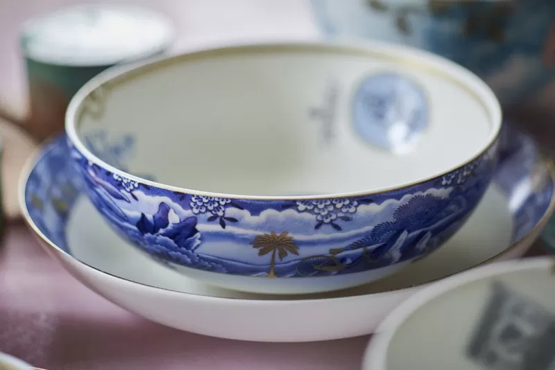 Pip Studio Collezione Heritage - Piatto Decorativo con Bordi Artigianali Blu, Diametro 20cm