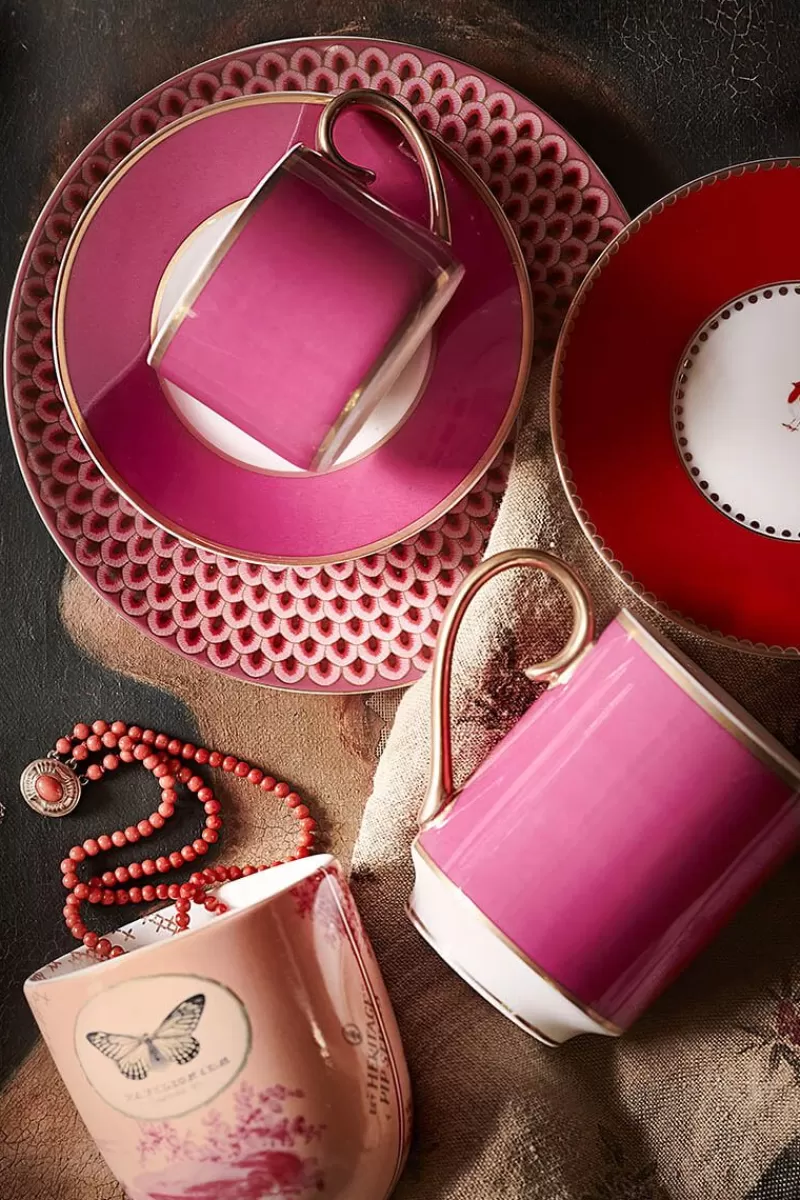 Tazza Classica Grandezza Extra Hot Pip Collection - Decorazione Floreale Rosa a Mano, Design Elegante per Appassionati di Ceramiche Artigianali