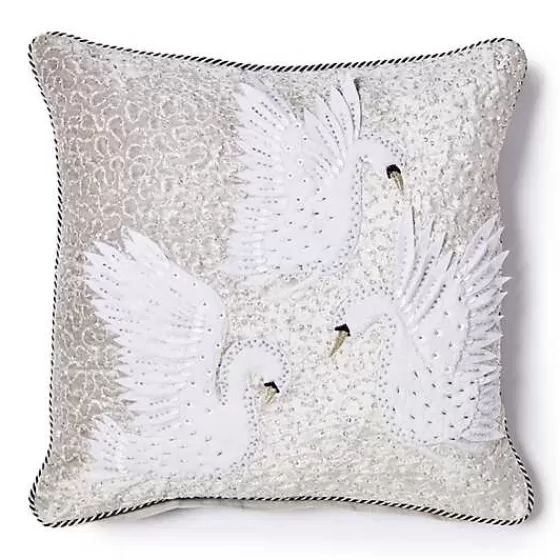 Cuscino Decorativo a Forma di Elegante Cigno – Capolavoro Artigianale MacKenzie-Childs per la Collezione Festiva