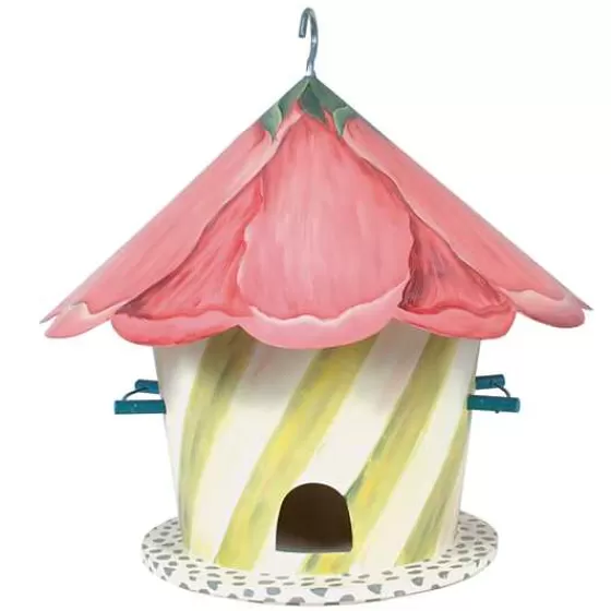Incantevole Casetta per Uccelli Hollyhock - Creazione Artigianale MacKenzie-Childs con Stile Decorativo Contemporaneo