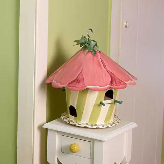 Incantevole Casetta per Uccelli Hollyhock - Creazione Artigianale MacKenzie-Childs con Stile Decorativo Contemporaneo