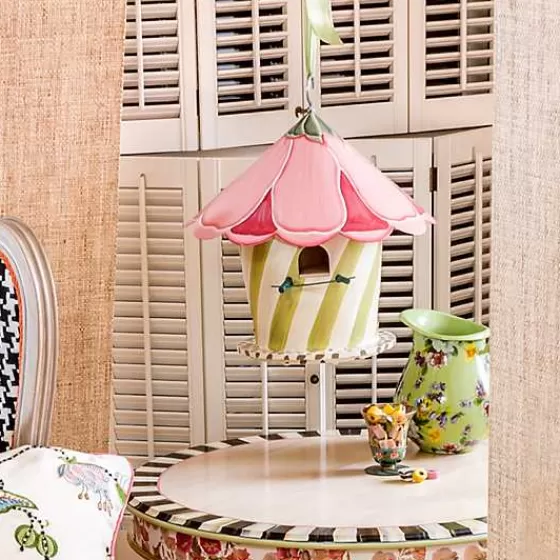 Incantevole Casetta per Uccelli Hollyhock - Creazione Artigianale MacKenzie-Childs con Stile Decorativo Contemporaneo