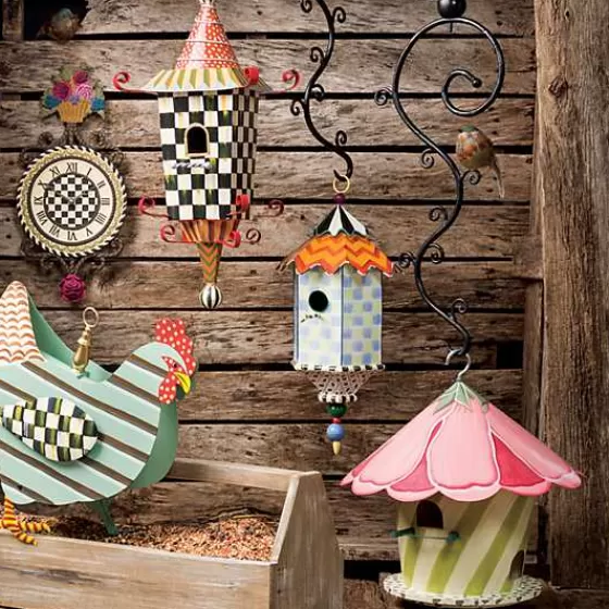 Incantevole Casetta per Uccelli Hollyhock - Creazione Artigianale MacKenzie-Childs con Stile Decorativo Contemporaneo