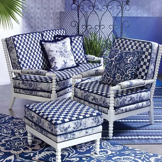 MacKenzie-Childs: Sedia da Giardino Indigo Villa in Vendita Speciale - Design Vittoriano per Arredamento Elegante