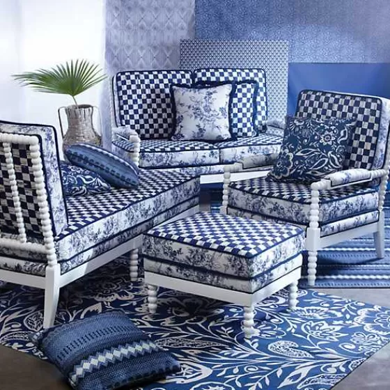 MacKenzie-Childs: Sedia da Giardino Indigo Villa in Vendita Speciale - Design Vittoriano per Arredamento Elegante