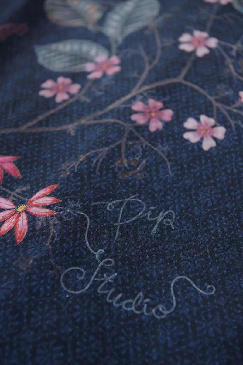 Fodera Cuscino Pip Studio Tokyo Bouquet - Blu Notte con Stampa Floreale Esclusiva