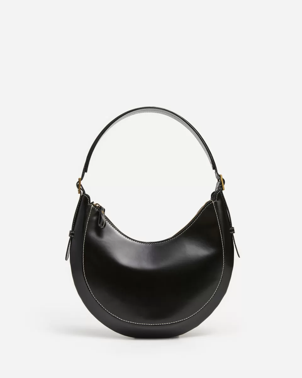 Borsa a Spalla Elegante con Motivo Lunare in Vera Pelle
