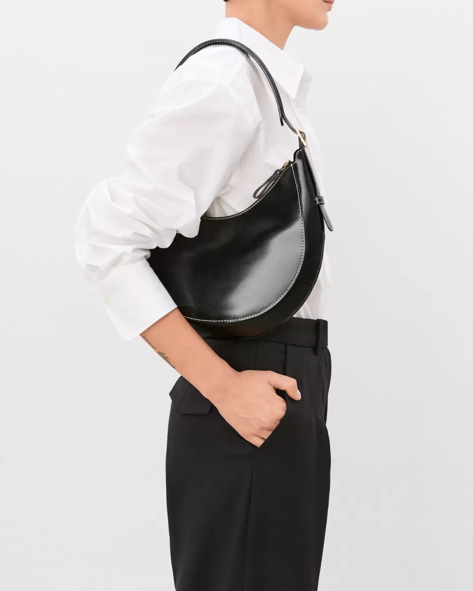 Borsa a Spalla Elegante con Motivo Lunare in Vera Pelle