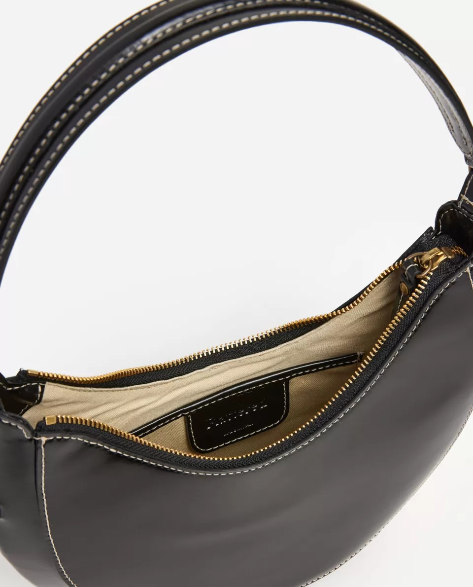 Borsa a Spalla Elegante con Motivo Lunare in Vera Pelle