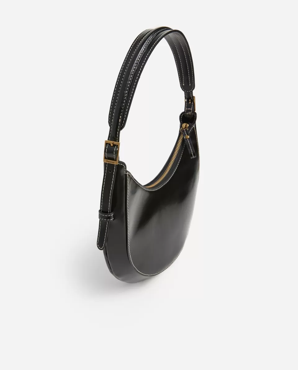 Borsa a Spalla Elegante con Motivo Lunare in Vera Pelle