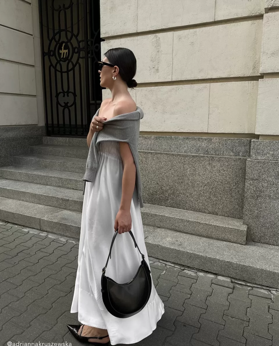 Borsa a Spalla Elegante con Motivo Lunare in Vera Pelle