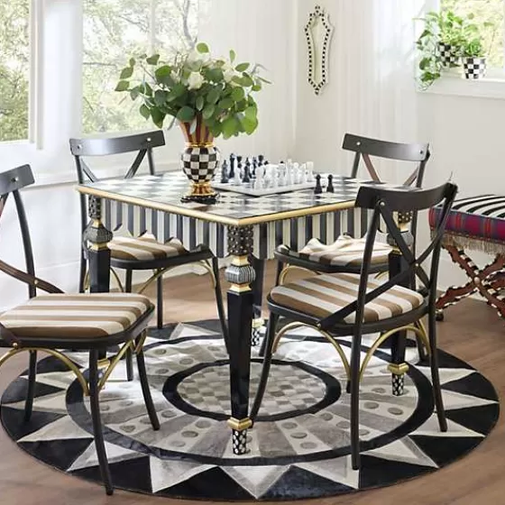 Tappeto Rotondo in Pelle Scamosciata con Frange - Design Madison, Diametro 180cm, Collezione MacKenzie-Childs - Stile Boho-Chic per Interni Moderni