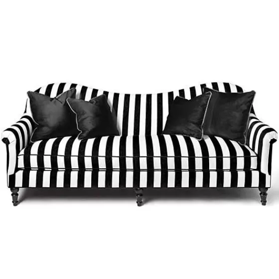 Divano Iconico Righe Nere in Ciniglia - Collezione Firmata MacKenzie Childs