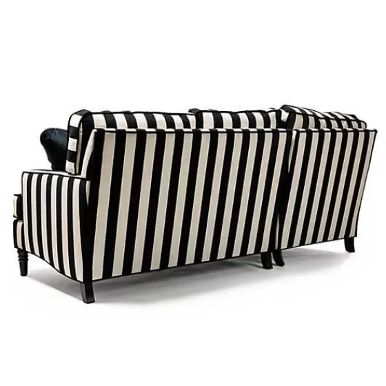 Divano Modulare Elegante MacKenzie-Childs - Composizione 2 Elementi con Chaise Longue, Design Moderno a Righe Nere e Bracciolo Sinistro, Collezione Esclusiva