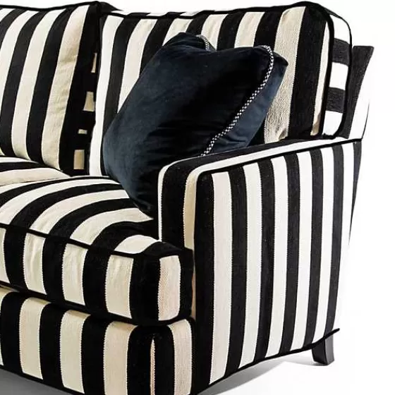 Divano Modulare Elegante MacKenzie-Childs - Composizione 2 Elementi con Chaise Longue, Design Moderno a Righe Nere e Bracciolo Sinistro, Collezione Esclusiva