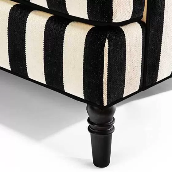 Divano Modulare Elegante MacKenzie-Childs - Composizione 2 Elementi con Chaise Longue, Design Moderno a Righe Nere e Bracciolo Sinistro, Collezione Esclusiva