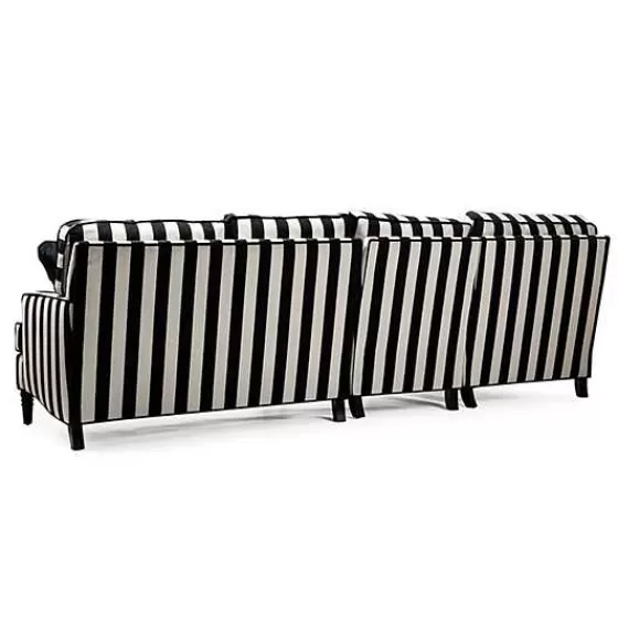 Divano Modulare Elegante MacKenzie-Childs - Composizione 2 Elementi con Chaise Longue, Design Moderno a Righe Nere e Bracciolo Sinistro, Collezione Esclusiva