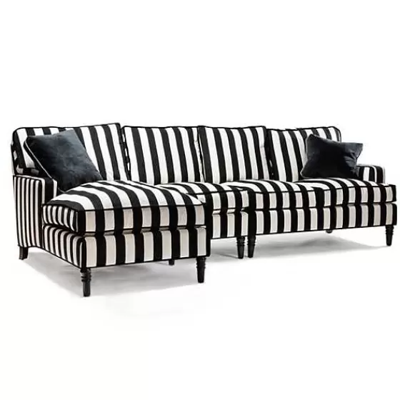 Divano Angolare Elegante 2 Posti con Chaise e Righe Nere - Design Iconico della Collezione Marquee by MacKenzie-Childs