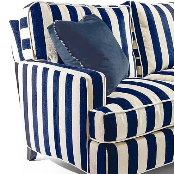 Divano Sezionale MacKenzie-Childs | Modulabile 2 Pezzi con Chaise e Bracciolo a Sinistra | Design Righe Blu Marino | Exclusive Outlet Collection