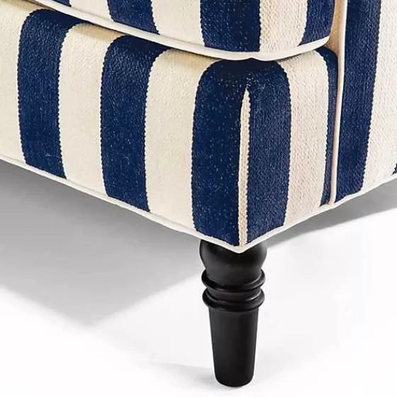 Divano Sezionale MacKenzie-Childs | Modulabile 2 Pezzi con Chaise e Bracciolo a Sinistra | Design Righe Blu Marino | Exclusive Outlet Collection