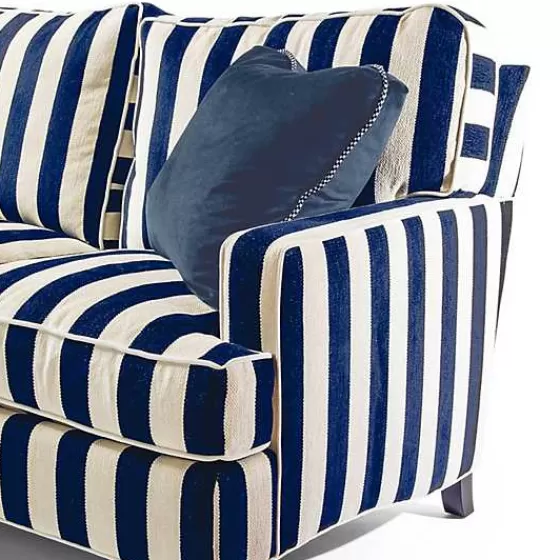 Divano componibile due pezzi con chaise destra in stile marino - Righe blu navy su struttura elegante | Collezione MacKenzie-Childs