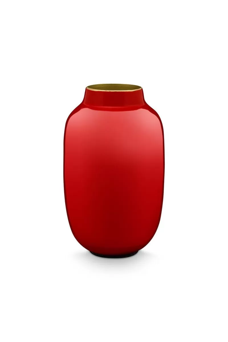 Vaso Ovale Mini Rosso di Pip Studio - Design Moderno per Interni, Altezza 14 cm
