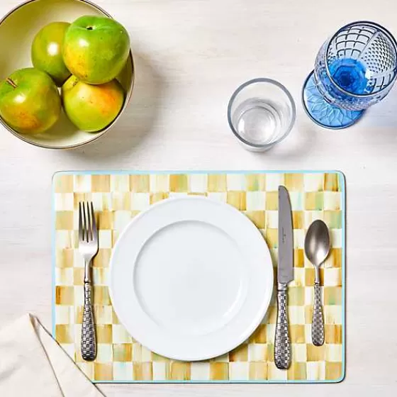 Eleganti Sottopiatti in Pergamena a Quadri, Fondo in Sughero – Confezione da 4 Pezzi, Collezione MacKenzie-Childs in Offerta Speciale