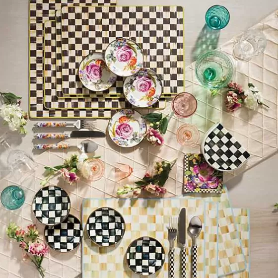 Eleganti Sottopiatti in Pergamena a Quadri, Fondo in Sughero – Confezione da 4 Pezzi, Collezione MacKenzie-Childs in Offerta Speciale