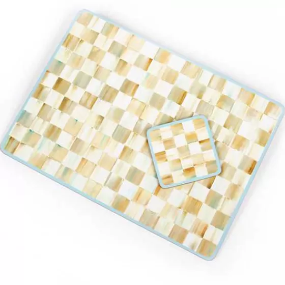 Eleganti Sottopiatti in Pergamena a Quadri, Fondo in Sughero – Confezione da 4 Pezzi, Collezione MacKenzie-Childs in Offerta Speciale