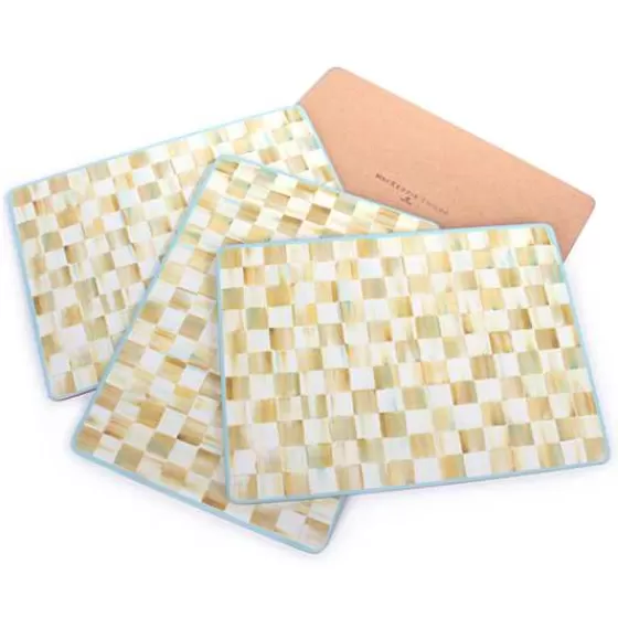 Eleganti Sottopiatti in Pergamena a Quadri, Fondo in Sughero – Confezione da 4 Pezzi, Collezione MacKenzie-Childs in Offerta Speciale