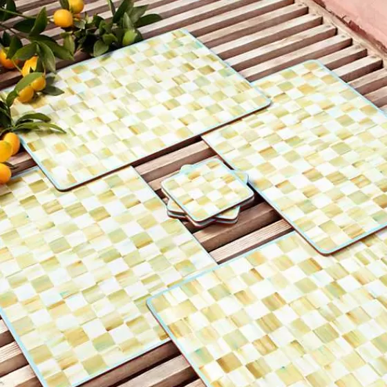 Eleganti Sottopiatti in Pergamena a Quadri, Fondo in Sughero – Confezione da 4 Pezzi, Collezione MacKenzie-Childs in Offerta Speciale