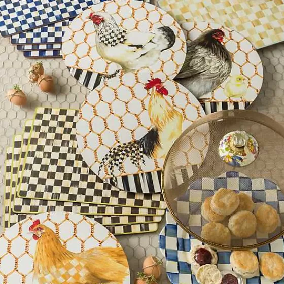 Eleganti Sottopiatti in Pergamena a Quadri, Fondo in Sughero – Confezione da 4 Pezzi, Collezione MacKenzie-Childs in Offerta Speciale