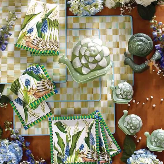 Eleganti Sottopiatti in Pergamena a Quadri, Fondo in Sughero – Confezione da 4 Pezzi, Collezione MacKenzie-Childs in Offerta Speciale
