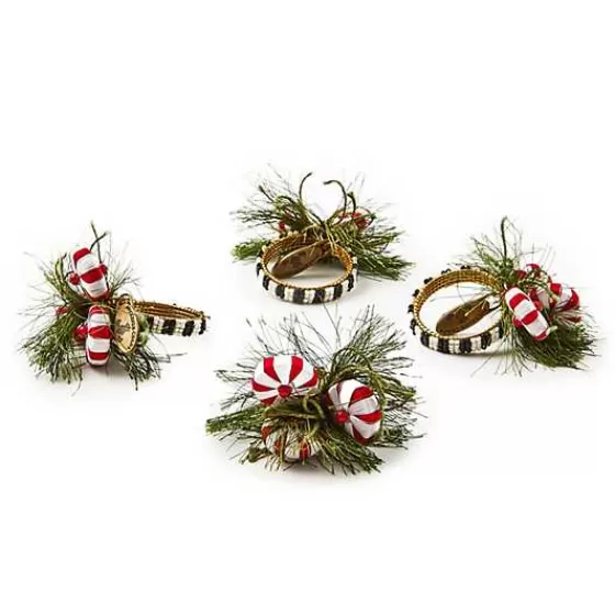 Portatovaglioli in stile elegante con motivo Peppermint Pine, confezione da 4 pezzi - Design raffinato di MacKenzie-Childs (Offerta speciale)