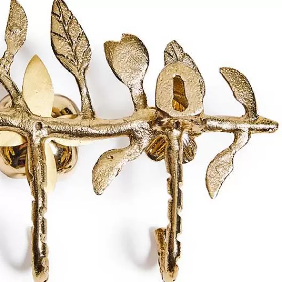 Gancio da Parete MacKenzie-Childs | Attaccapanni Decorativo in Oro con Motivo Floreale - Soluzione Compatta per Organizzare Accessori con Stile