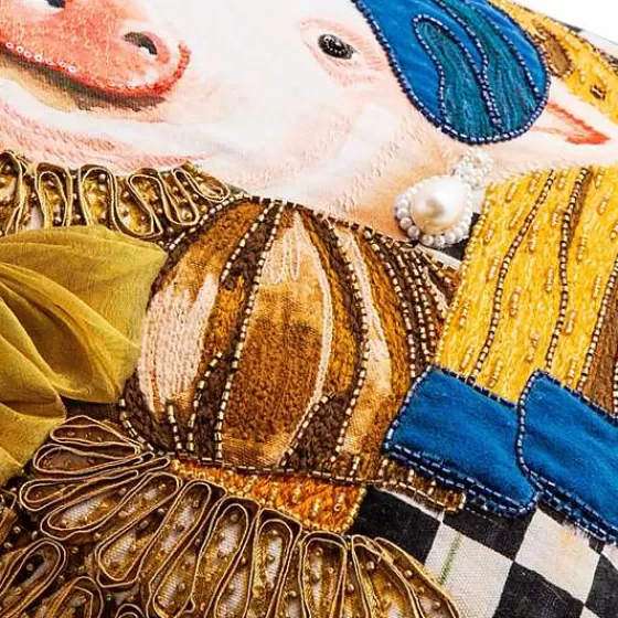 MacKenzie-Childs - Cuscino Decorativo Maialina con Orecchino di Perla, Stile Elegante e Prezzo Conveniente