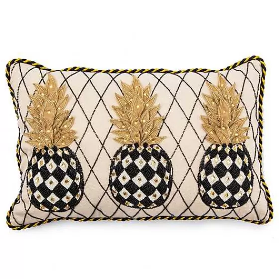 Cuscino Lombare MacKenzie-Childs in Avorio con Fantasia Ananas - Prezzo Conveniente