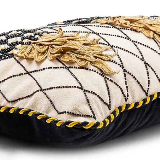 Cuscino Lombare MacKenzie-Childs in Avorio con Fantasia Ananas - Prezzo Conveniente