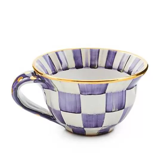 Tazza da Tè in Ceramica Scacchi Prugna - Design Esclusivo MacKenzie-Childs Boutique