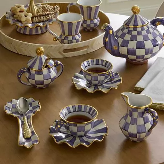 Tazza da Tè in Ceramica Scacchi Prugna - Design Esclusivo MacKenzie-Childs Boutique