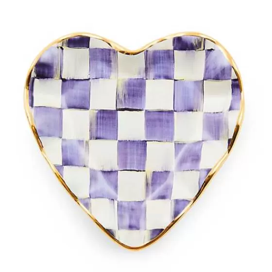 Piatto Elegante a Cuore in Ceramica - Quadretti Prugna con Bordi Scanalati - Edizione Speciale MacKenzie-Childs

（：，