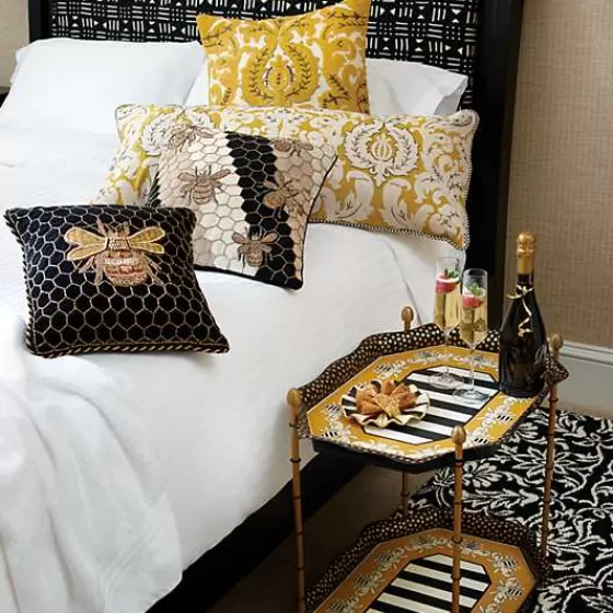 Cuscino Decorativo Regina delle Api - Stile Elegante Nero con Motivo Geometrico, Firmato MacKenzie-Childs (Offerta Limitata)