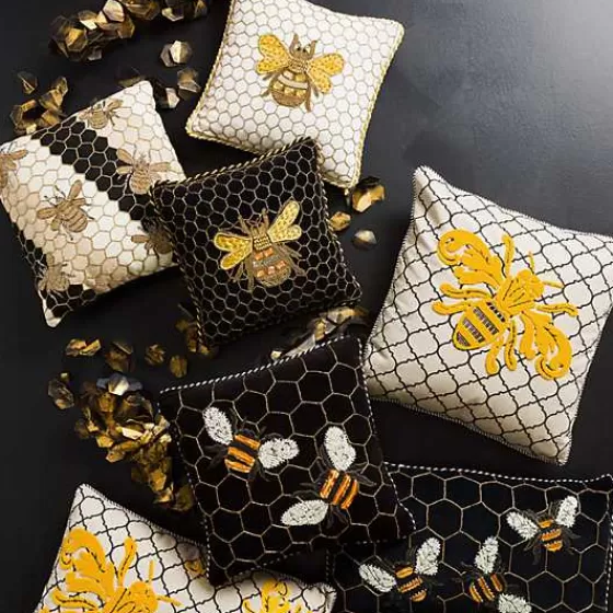 Cuscino Decorativo Regina delle Api - Stile Elegante Nero con Motivo Geometrico, Firmato MacKenzie-Childs (Offerta Limitata)