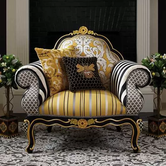 Cuscino Decorativo Regina delle Api - Stile Elegante Nero con Motivo Geometrico, Firmato MacKenzie-Childs (Offerta Limitata)